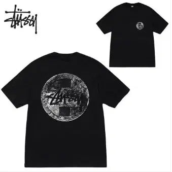 [BUNJANG] Stussy Stamp Short Sleeve T-shirt Black/White / NSB23정품새상품>스투시 원형 스탬프 반팔 티셔츠 블랙/화이트