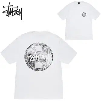 [BUNJANG] Stussy Stamp Short Sleeve T-shirt Black/White / NSB23정품새상품>스투시 원형 스탬프 반팔 티셔츠 블랙/화이트
