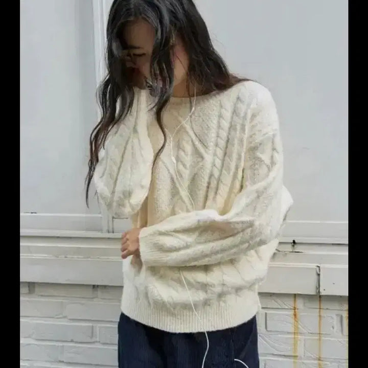 [BUNJANG] Michiko London Fisherman Cable Wool Knit Cream / 미치코런던 피셔맨 케이블 울 니트 크림