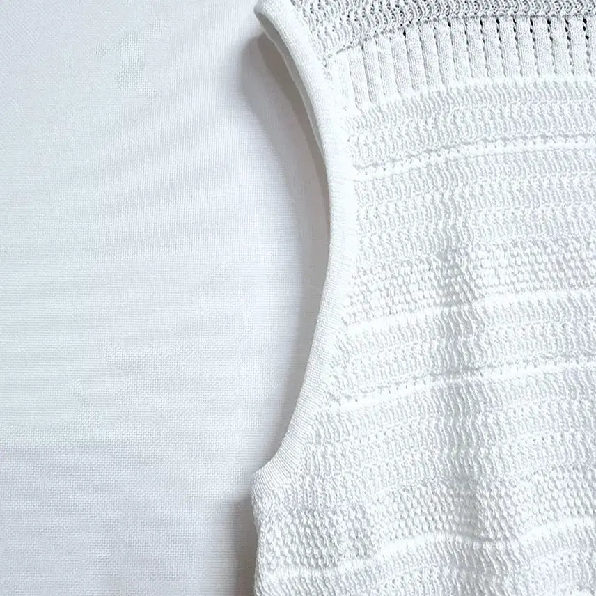 [BUNJANG] Lucky Brand White Knit Sleeveless Top / 럭키브랜드 화이트 니트 민소매100