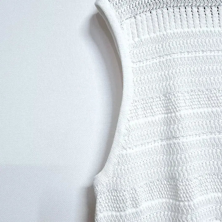 [BUNJANG] Lucky Brand White Knit Sleeveless Top / 럭키브랜드 화이트 니트 민소매100