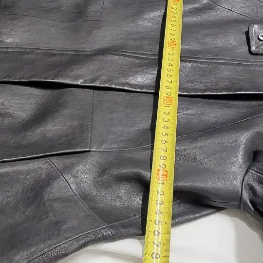 [BUNJANG] Black &amp; Gray Real Leather Half Coat / 블랙 &amp; 그레이 리얼 가죽 하프 코트 55사이즈