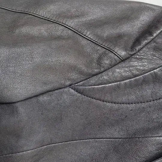 [BUNJANG] Black &amp; Gray Real Leather Half Coat / 블랙 &amp; 그레이 리얼 가죽 하프 코트 55사이즈