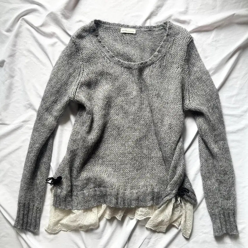 [BUNJANG] Earth Music &amp; Ecology Gray Knit Top / 빈티지 어스뮤직 갸루 모리 공겜여주 니트