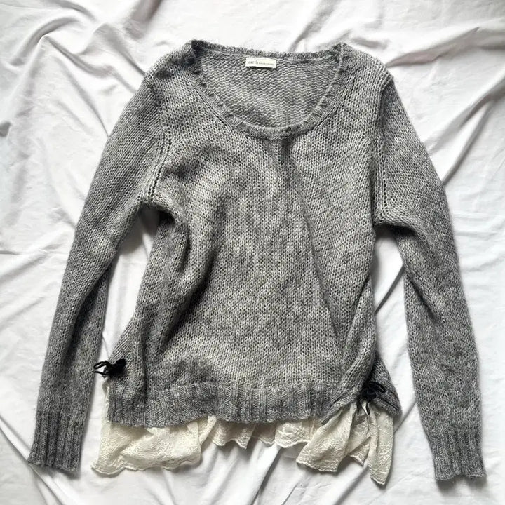 [BUNJANG] Earth Music &amp; Ecology Gray Knit Top / 빈티지 어스뮤직 갸루 모리 공겜여주 니트