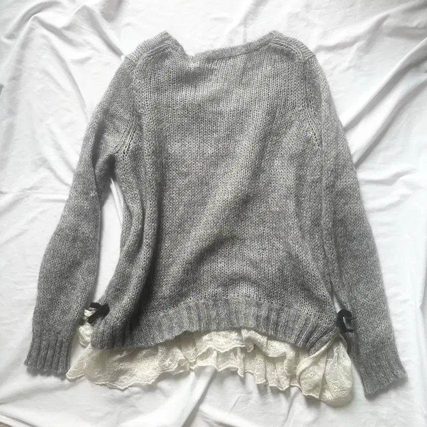 [BUNJANG] Earth Music &amp; Ecology Gray Knit Top / 빈티지 어스뮤직 갸루 모리 공겜여주 니트
