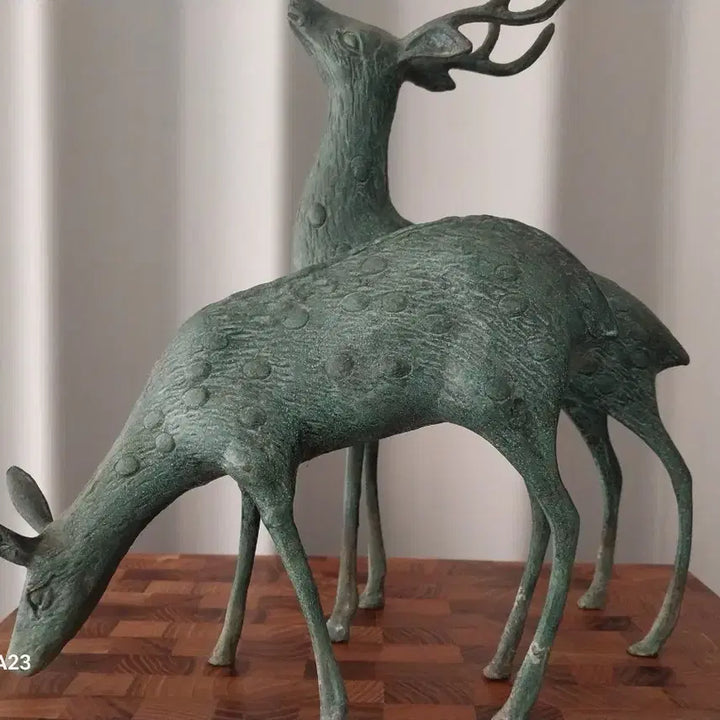 [BUNJANG] Bronze Deer Sculpture Ornament (Set of 2) / 사슴 청동 조각상 장식품 2마리