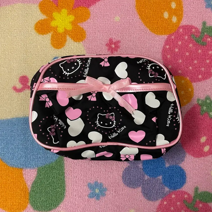 [BUNJANG] Sanrio Hello Kitty Blackpink Ribbon Pouch / 04년도 산리오 고전 키티 블랙핑크 리본 파우치