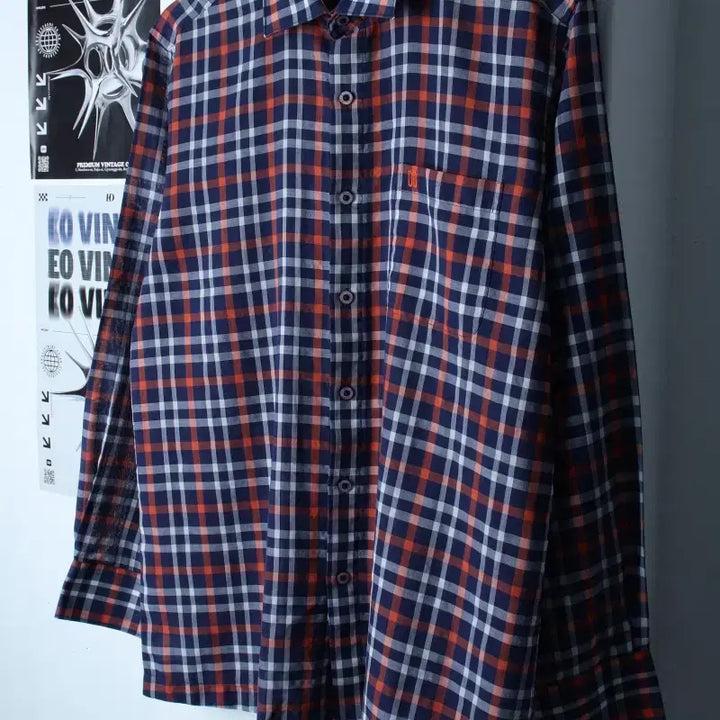 [BUNJANG] Daks Checkered Navy Lightweight Shirt / (XL) 닥스 셔츠 남방 체크 네이비 경량 여름용-17E86