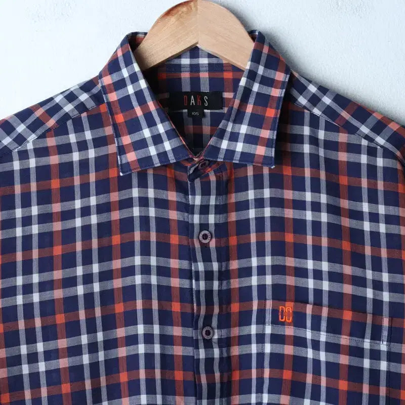 [BUNJANG] Daks Checkered Navy Lightweight Shirt / (XL) 닥스 셔츠 남방 체크 네이비 경량 여름용-17E86