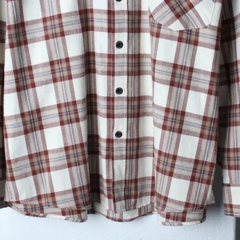 [BUNJANG] Filluminate Loose Fit Check Shirt Beige / (M-L) 필루미네이트 셔츠 남방 루즈핏 체크 베이지 아메카지-17E90