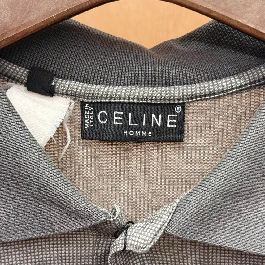 [BUNJANG] Celine Homme Patterned Short Sleeve Polo Shirt / 셀린느 옴므 패턴 반팔 카라티 포켓 디테일 클래식 그레이