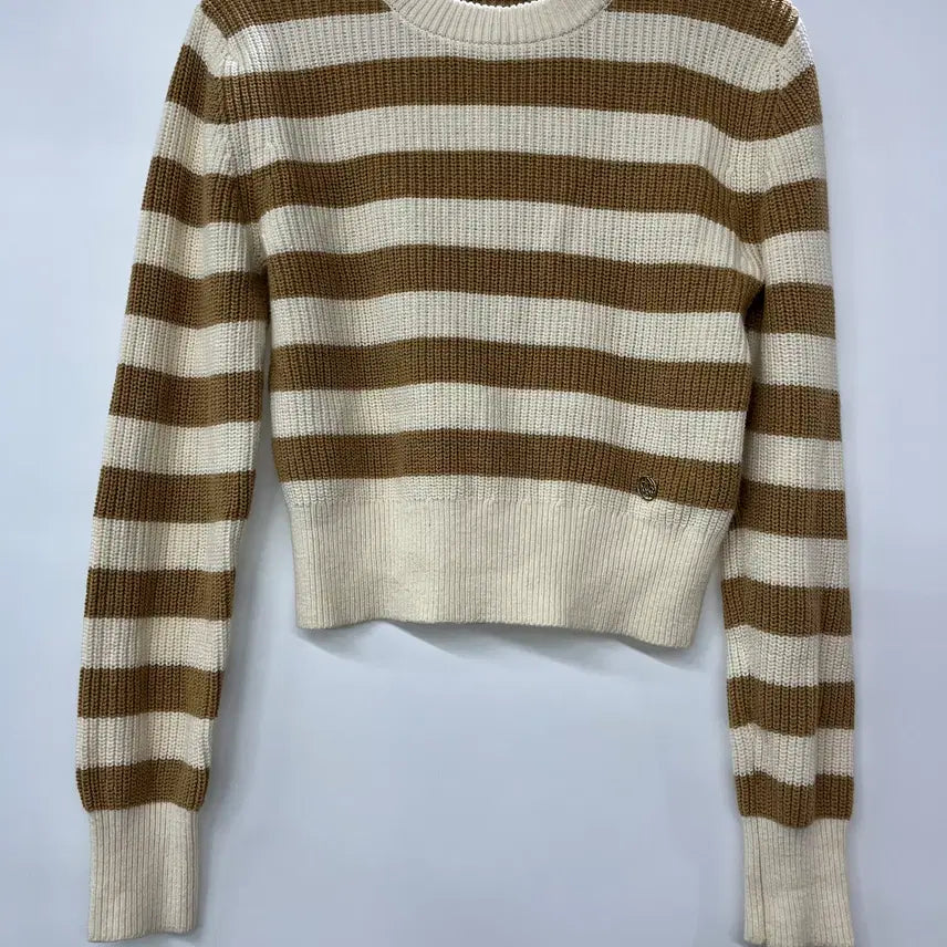 [BUNJANG] PLAC Striped Round Neck Knit Beige / PLAC 플랙 스트라이프 라운드 넥 니트 베이지 Free사이즈