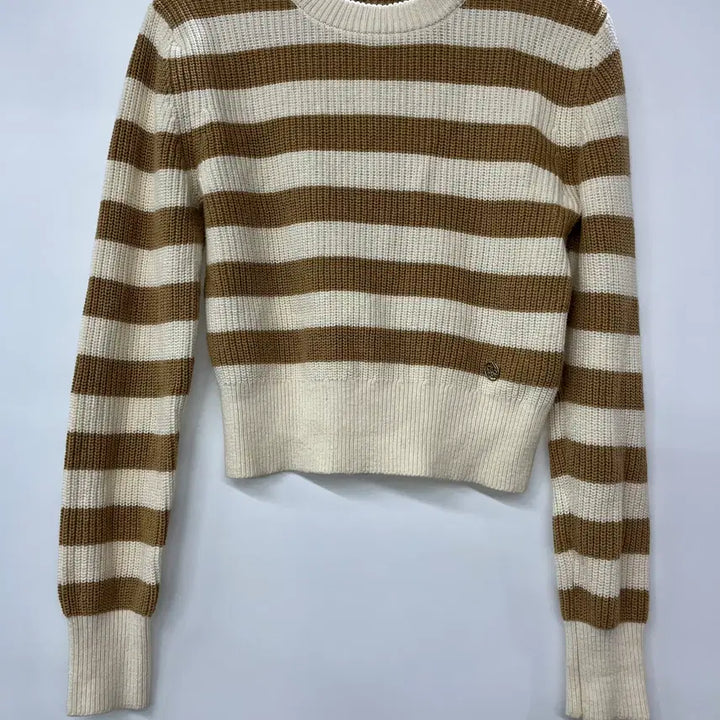 [BUNJANG] PLAC Striped Round Neck Knit Beige / PLAC 플랙 스트라이프 라운드 넥 니트 베이지 Free사이즈