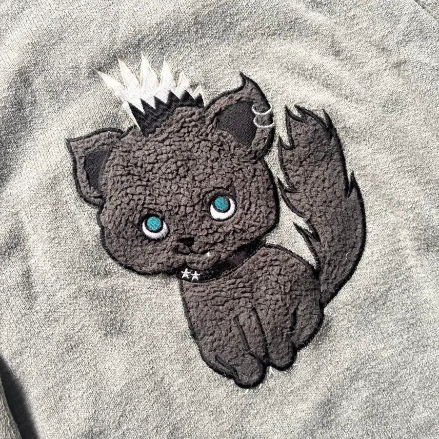 [BUNJANG] Vintage Cat Illustration Long Sleeve Knit Top / 빈티지 고양이 갸루 롱 슬리브