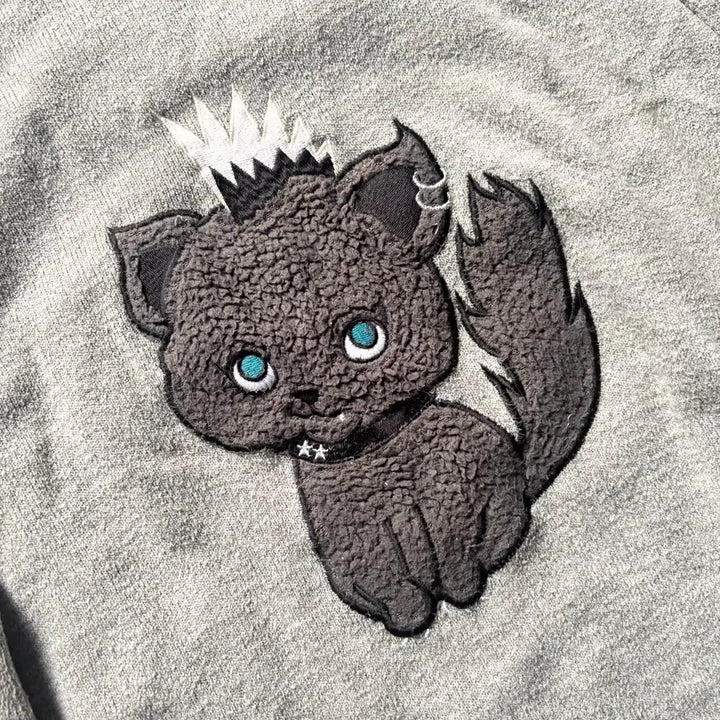 [BUNJANG] Vintage Cat Illustration Long Sleeve Knit Top / 빈티지 고양이 갸루 롱 슬리브