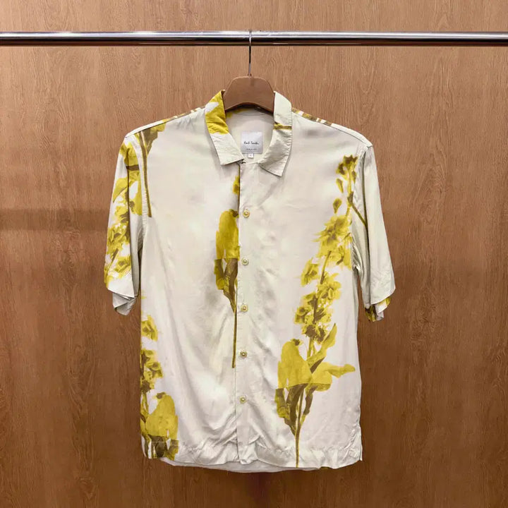 [BUNJANG] Paul Smith Floral Art Print Short Sleeve Shirt / 폴스미스 플로럴 반팔 셔츠 유니크 아트프린트 패턴 아이보리 옐로우