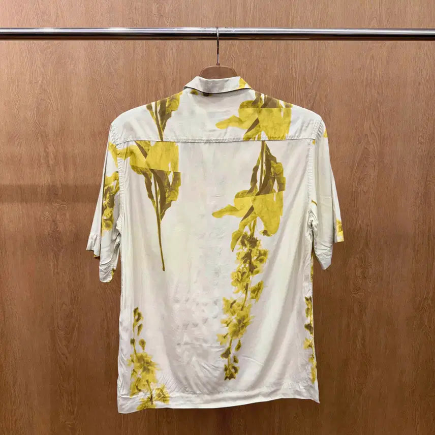 [BUNJANG] Paul Smith Floral Art Print Short Sleeve Shirt / 폴스미스 플로럴 반팔 셔츠 유니크 아트프린트 패턴 아이보리 옐로우