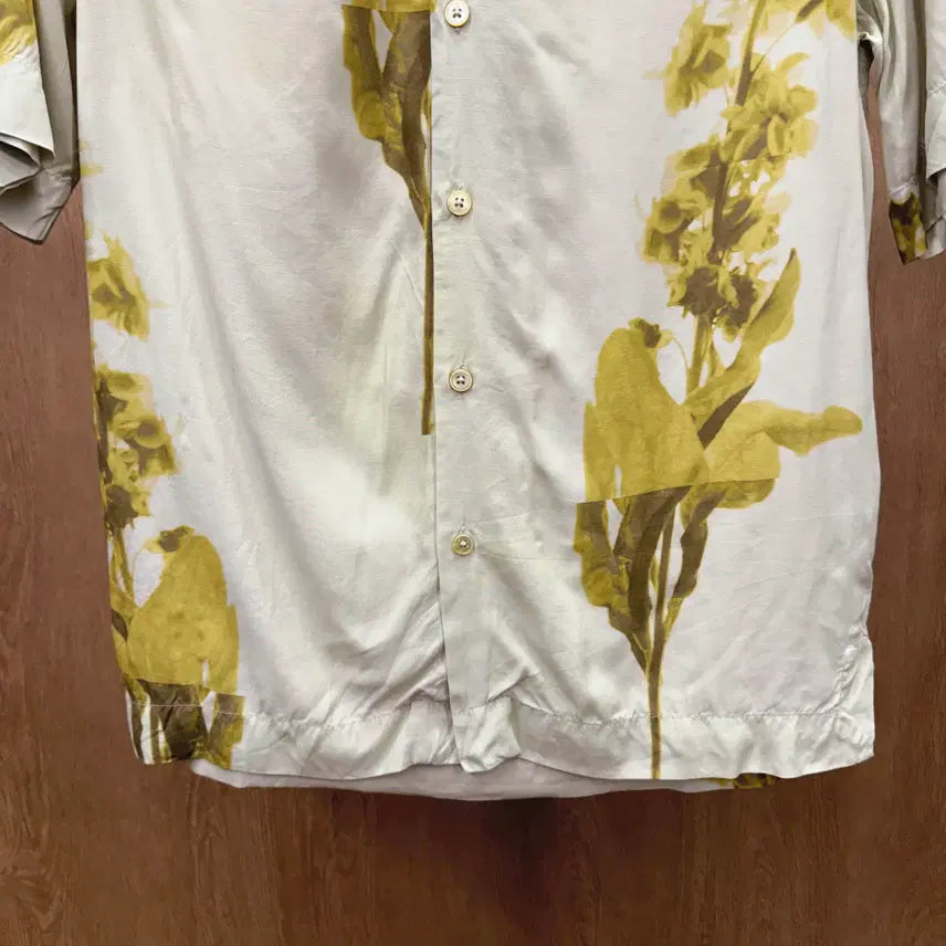 [BUNJANG] Paul Smith Floral Art Print Short Sleeve Shirt / 폴스미스 플로럴 반팔 셔츠 유니크 아트프린트 패턴 아이보리 옐로우