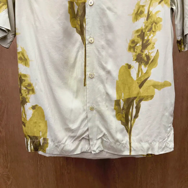 [BUNJANG] Paul Smith Floral Art Print Short Sleeve Shirt / 폴스미스 플로럴 반팔 셔츠 유니크 아트프린트 패턴 아이보리 옐로우