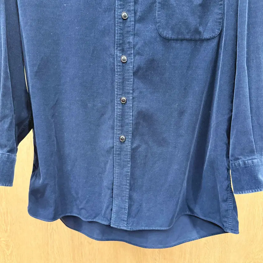 [BUNJANG] Yves Saint Laurent Classic Logo Embroidered Navy Button-Up Shirt / 입생로랑 셔츠 롤업 슬리브 클래식 버튼업 로고 자수 디테일 네이비