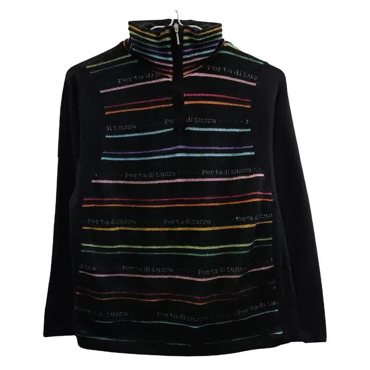 [BUNJANG] Vintage Y2K Glitter Stripe Half Zip Knit Sleeve / 빈티지 Y2K 글리터스트라이프 하프집업 니트 슬리브