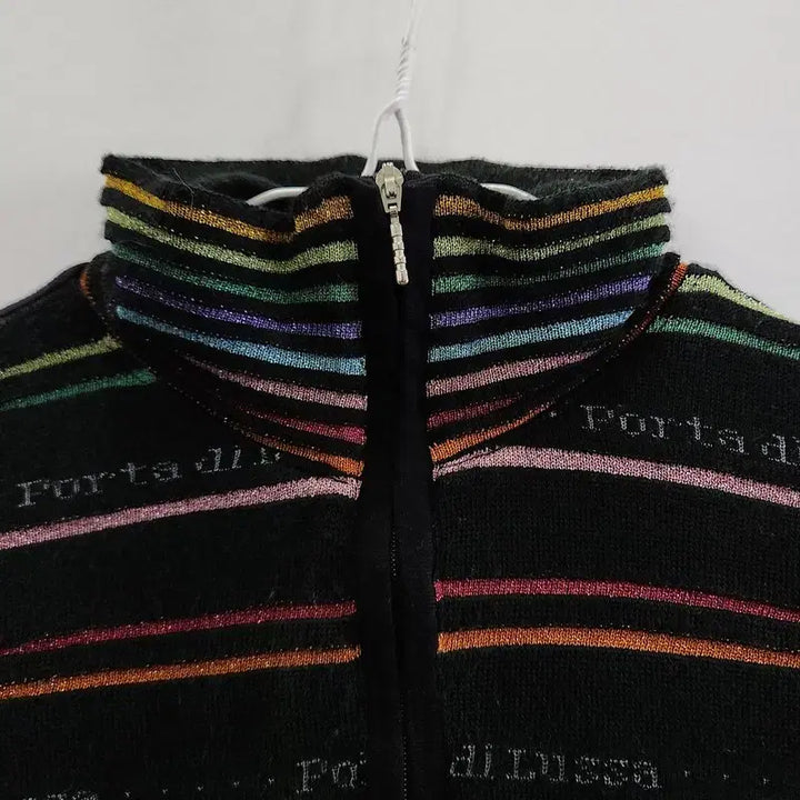 [BUNJANG] Vintage Y2K Glitter Stripe Half Zip Knit Sleeve / 빈티지 Y2K 글리터스트라이프 하프집업 니트 슬리브