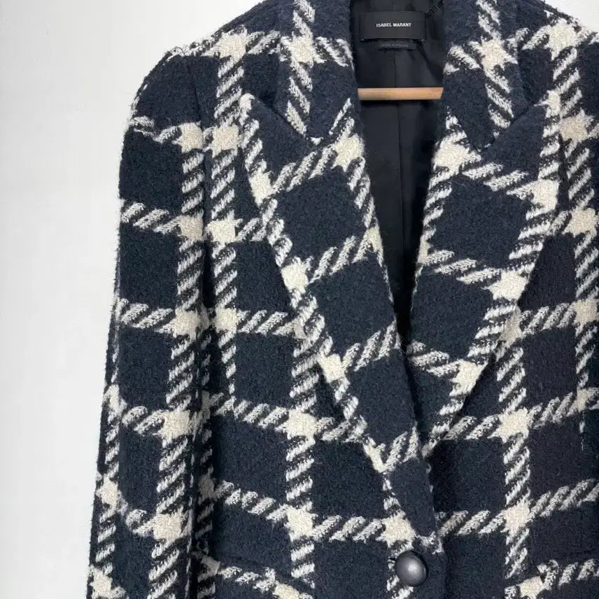 [BUNJANG] Isabel Marant Navy Glen Check Tweed Lapel Jacket / 이자벨마랑 네이비 글렌 체크 트위드 라펠 자켓