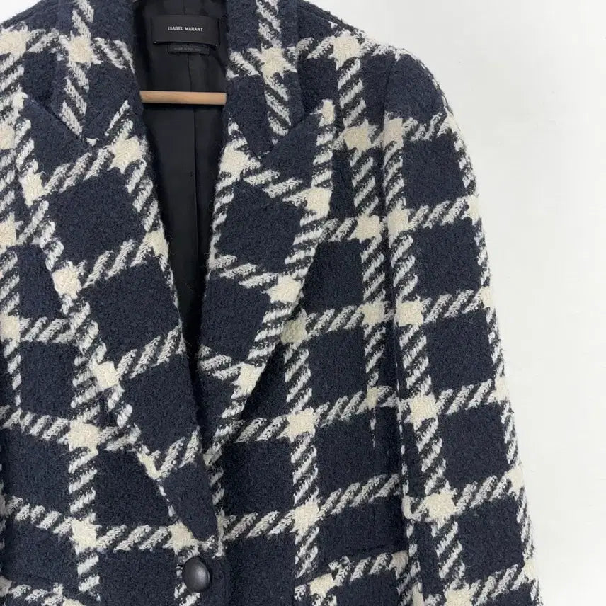 [BUNJANG] Isabel Marant Navy Glen Check Tweed Lapel Jacket / 이자벨마랑 네이비 글렌 체크 트위드 라펠 자켓
