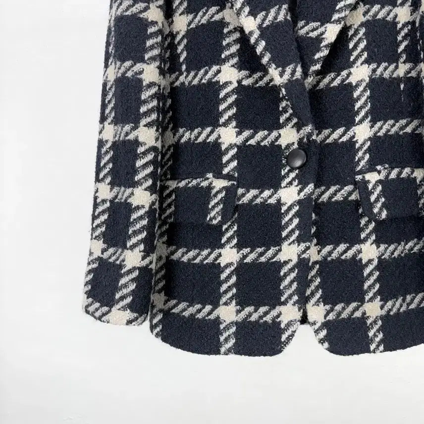 [BUNJANG] Isabel Marant Navy Glen Check Tweed Lapel Jacket / 이자벨마랑 네이비 글렌 체크 트위드 라펠 자켓