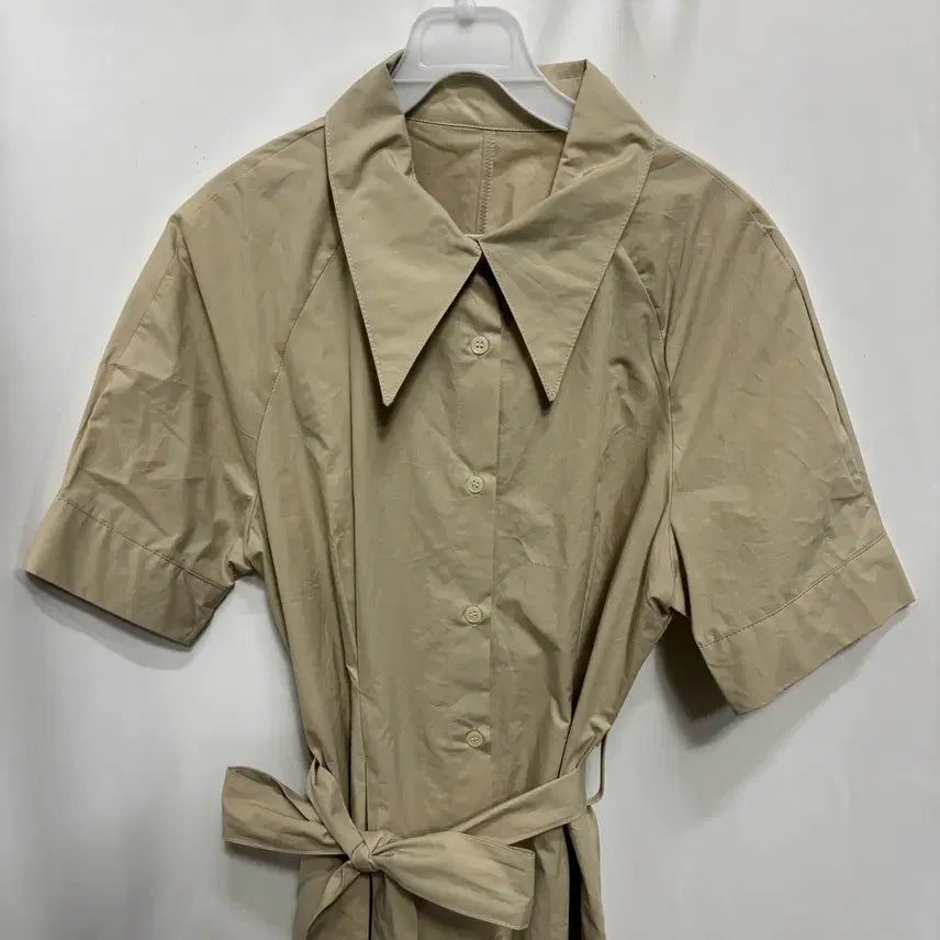 [SOLD OUT] 위드 윤 베이지 카라 벨티드 셔츠 원피스