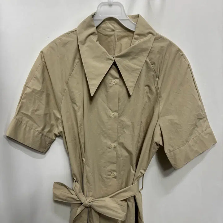 [SOLD OUT] 위드 윤 베이지 카라 벨티드 셔츠 원피스