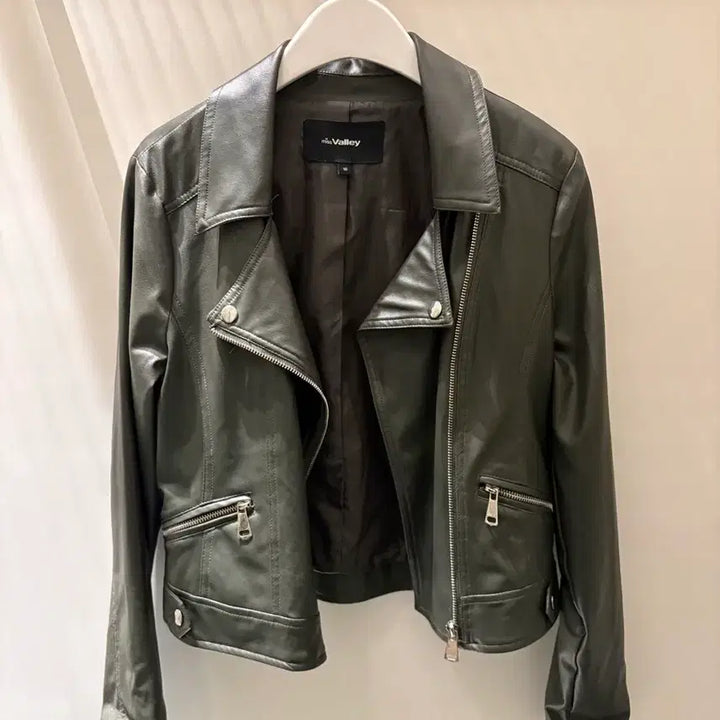 [BUNJANG] Miss Valley Leather Jacket Khaki / miss Valley 레더 자켓 카키