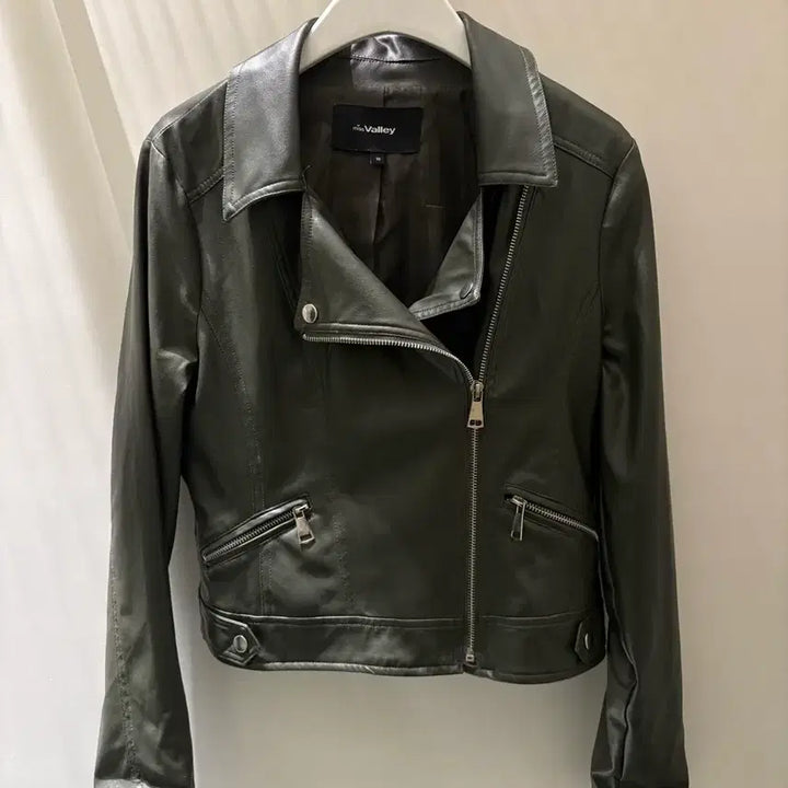 [BUNJANG] Miss Valley Leather Jacket Khaki / miss Valley 레더 자켓 카키