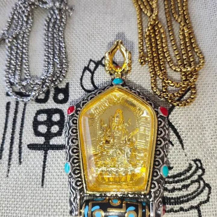 [BUNJANG] Tibetan Thangka Manjusri Gilded Pendant Necklace / 티베트 탕카 문수보살 도금 팬던트 목걸이