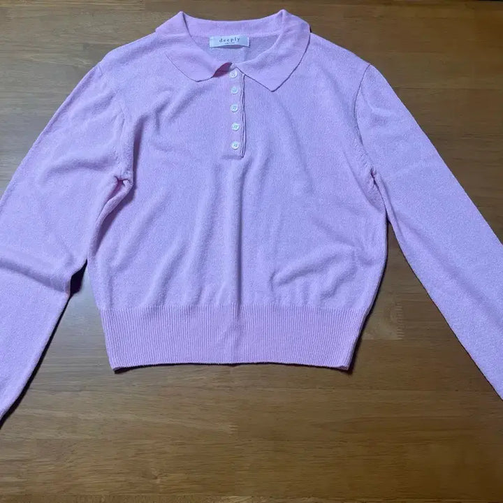 [BUNJANG] Deeply Baby Pink Summer Long Sleeve Knit (Free Size) / deeply 베이비 핑크 썸머 긴팔 니트_Free 사이즈