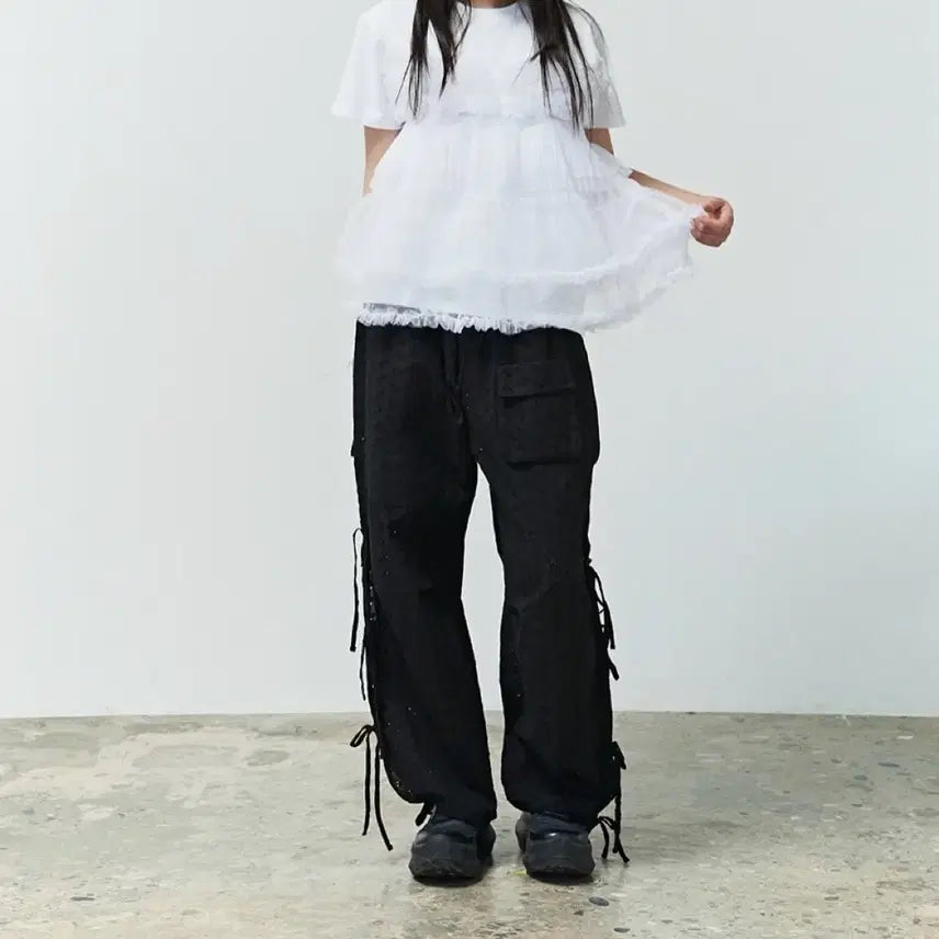 [BUNJANG] Saenggin Studio Lace Ribbon Knot Pants / 생긴스튜디오 바지