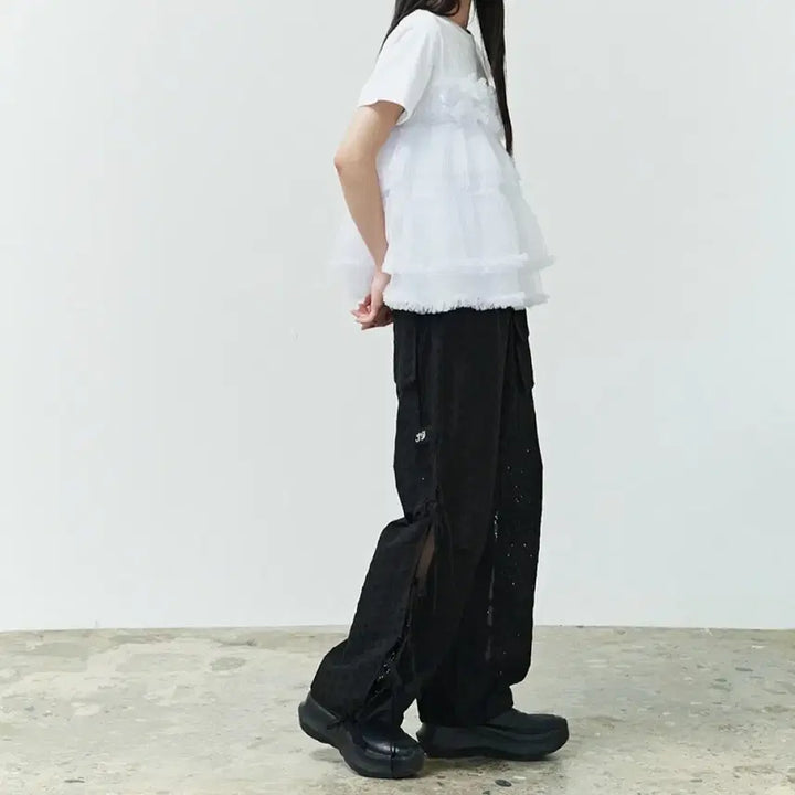 [BUNJANG] Saenggin Studio Lace Ribbon Knot Pants / 생긴스튜디오 바지