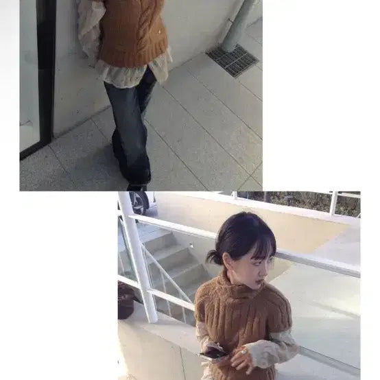 [BUNJANG] Autumn Warm Tone Twist Turtleneck Knitwear - Brown / 어랜 twist turtleneck knitwear brown