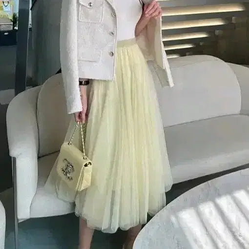 [BUNJANG] MIMIWAA Ballerina Tulle Skirt Yellow / 교신 미미워 발레리나 샤스커트 옐로우 (하객룩 피로연 원피스 셀프웨딩