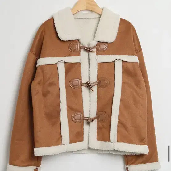 [BUNJANG] Suede Mouton Short Coat / (일본) 스웨이드 무스탕 숏 코트 아이보리 브라운 새상품