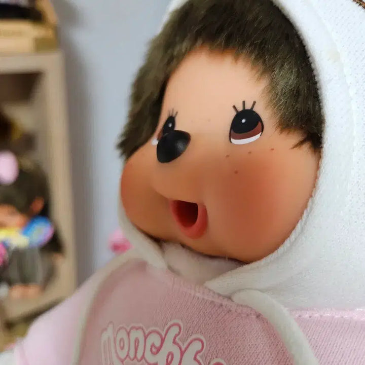 [BUNJANG] Monchhichi x Hello Kitty Collaboration Doll Pink Hoodie / 몬치치 키티 콜라보 인형 핑크 후드티