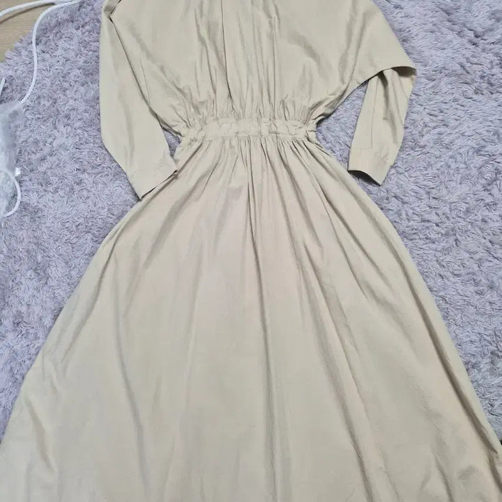 [BUNJANG] Beige Shirtdress Long Dress / 베이지 셔츠 롱 원피스