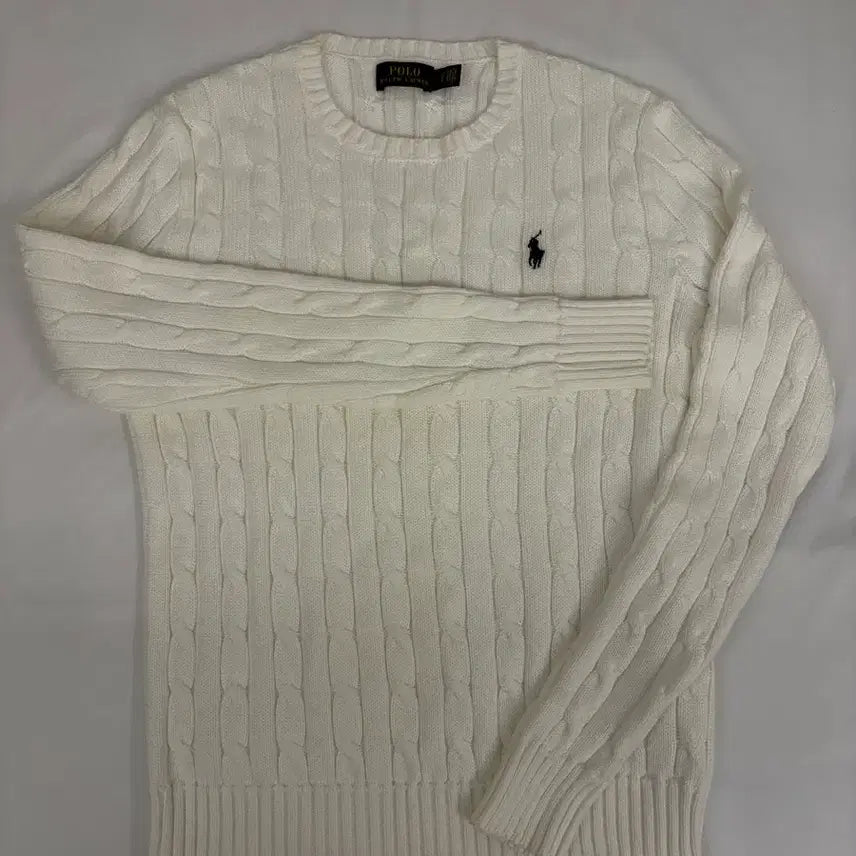 [BUNJANG] Polo Ralph Lauren Cable Knit Sweater White Size S / [S] 폴로 랄프로렌 케이블 니트