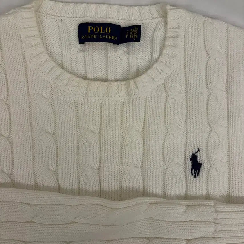 [BUNJANG] Polo Ralph Lauren Cable Knit Sweater White Size S / [S] 폴로 랄프로렌 케이블 니트