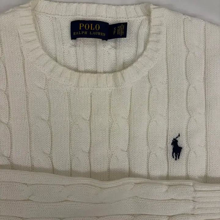 [BUNJANG] Polo Ralph Lauren Cable Knit Sweater White Size S / [S] 폴로 랄프로렌 케이블 니트