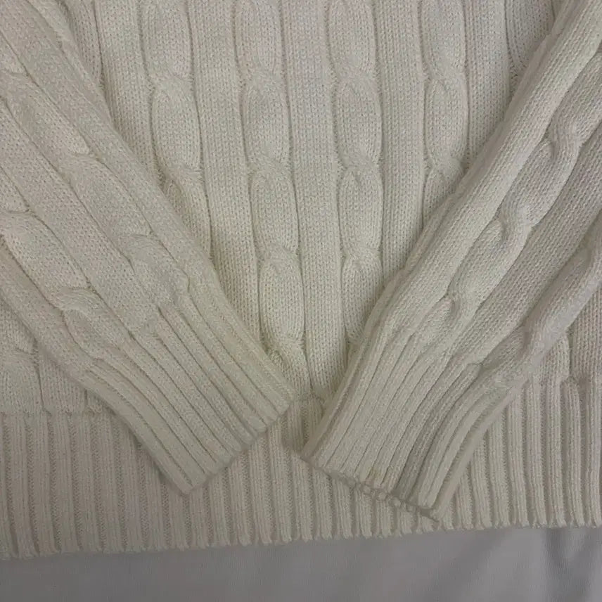 [BUNJANG] Polo Ralph Lauren Cable Knit Sweater White Size S / [S] 폴로 랄프로렌 케이블 니트
