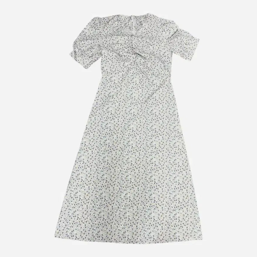 [BUNJANG] Flower Pattern Short Sleeve Long Dress / 플라워 패턴 반팔 롱 원피스
