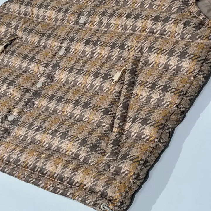 [BUNJANG] DANTON Crewneck Down Vest Beige Check S Size / (W)DANTON 단톤 이너 다운 크루넥 베스트 베이지 체크 S사이즈