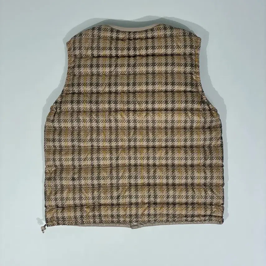 [BUNJANG] DANTON Crewneck Down Vest Beige Check S Size / (W)DANTON 단톤 이너 다운 크루넥 베스트 베이지 체크 S사이즈